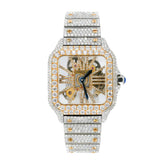 CS SKELETON TWO-TONE | Stainless Steel 41mm Moissanite Watch |20CT